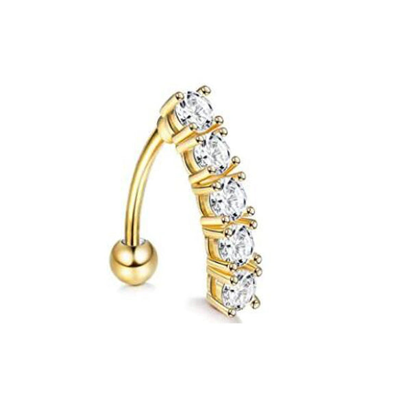 Wholesale Navel Ring Stainless Steel Inlaid Zircon With Heart Pattern And Electroplating Treatment Unisex