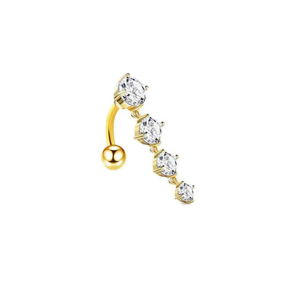 Wholesale Navel Ring Stainless Steel Inlaid Zircon With Heart Pattern And Electroplating Treatment Unisex