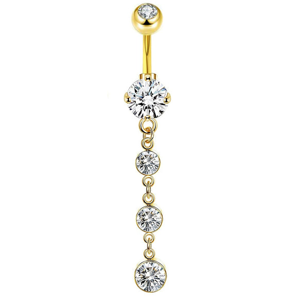 Wholesale Navel Ring Stainless Steel Inlaid Zircon With Heart Pattern And Electroplating Treatment Unisex