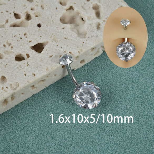 Wholesale Navel Ring Stainless Steel Zircon Round Unisex Puncture Jewelry