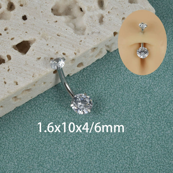 Wholesale Navel Ring Stainless Steel Zircon Round Unisex Puncture Jewelry