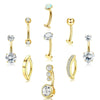 Wholesale Navel Rings Set Stainless Steel Zirconencrusted Drop Shape Electroplating Unisex Body Piercing Jewelry