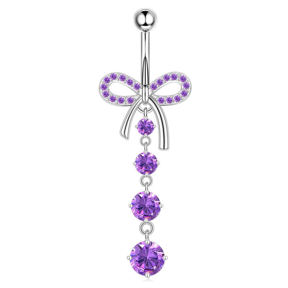Wholesale Navel Rings Stainless Steel Bowknot Electroplated Body Piercing Jewelry Unisex
