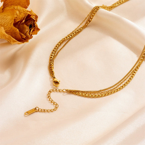 Wholesale Neck Chain Titanium Steel Geometric Moon Star Three Layer Design Women's