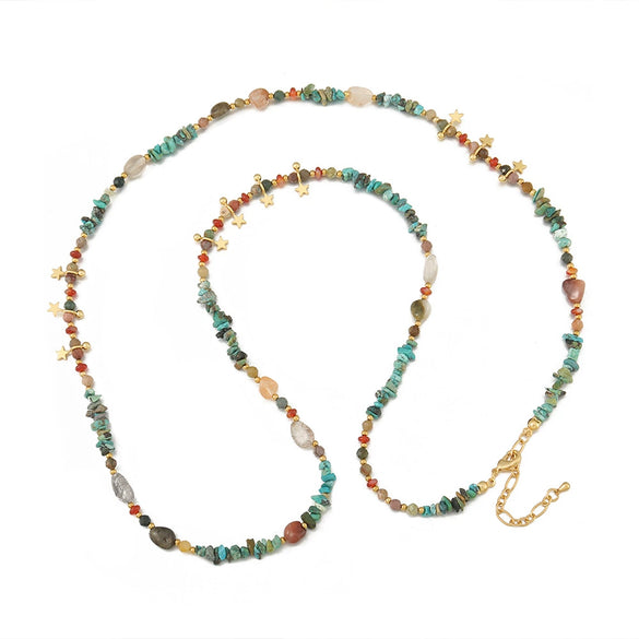 Wholesale Necklace African Pine Agate Red Agate Copper Natural Stone Geometric Handmade Vintage Style