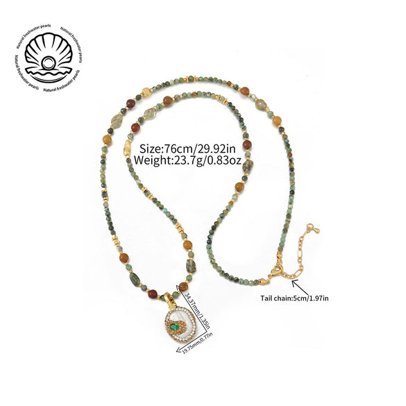 Wholesale Necklace African Pine Agate Red Agate Copper Natural Stone Geometric Handmade Vintage Style