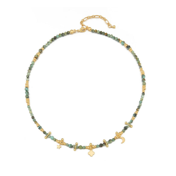 Wholesale Necklace African Pine Agate Red Agate Copper Natural Stone Geometric Handmade Vintage Style