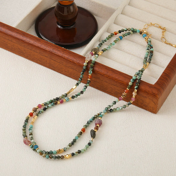 Wholesale Necklace African Pine Plum Blossom Tourmaline Gold Sandstone Copper Handmade Geometric Vintage For Women