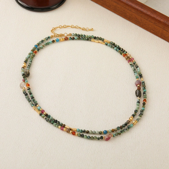 Wholesale Necklace African Pine Plum Blossom Tourmaline Gold Sandstone Copper Handmade Geometric Vintage For Women