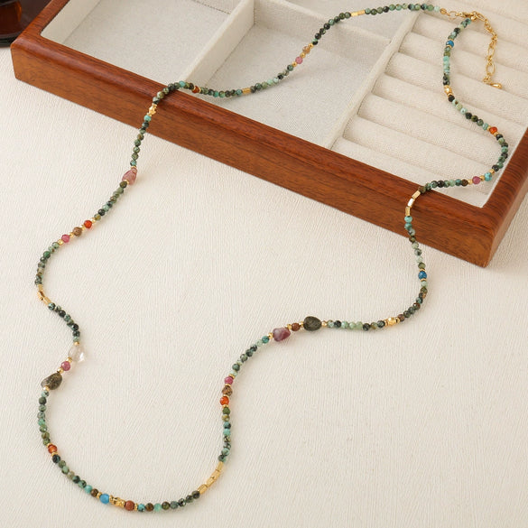 Wholesale Necklace African Pine Plum Blossom Tourmaline Gold Sandstone Copper Handmade Geometric Vintage For Women