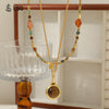 Wholesale Necklace African Pine Red Agate Czech Beads Copper Handmade Geometric Design Women