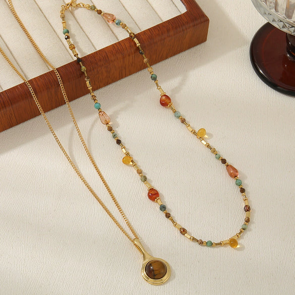 Wholesale Necklace African Pine Red Agate Czech Beads Copper Handmade Geometric Design Women