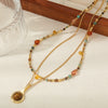 Wholesale Necklace African Pine Red Agate Czech Beads Copper Handmade Geometric Design Women