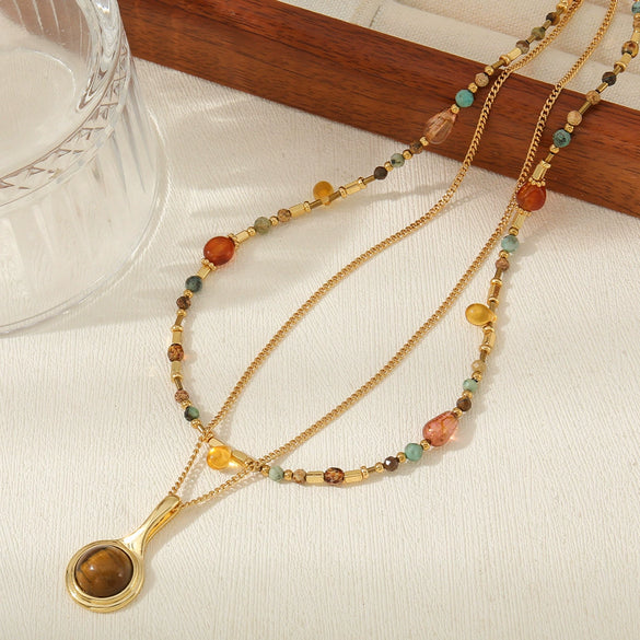 Wholesale Necklace African Pine Red Agate Czech Beads Copper Handmade Geometric Design Women