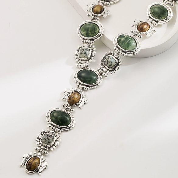 Wholesale Necklace Alloy And Resin Geometric Retro Handmade Women's Clavicle Chain