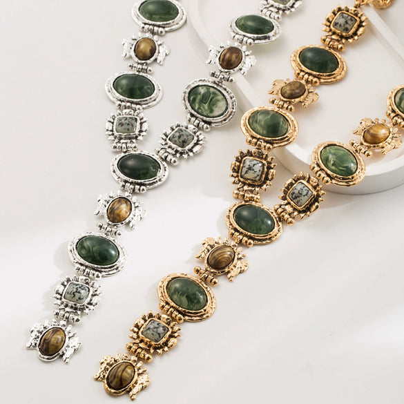 Wholesale Necklace Alloy And Resin Geometric Retro Handmade Women's Clavicle Chain