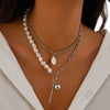Wholesale Necklace Alloy Geometric Imitation Pearl Multilayer Stacked Electroplating For Women