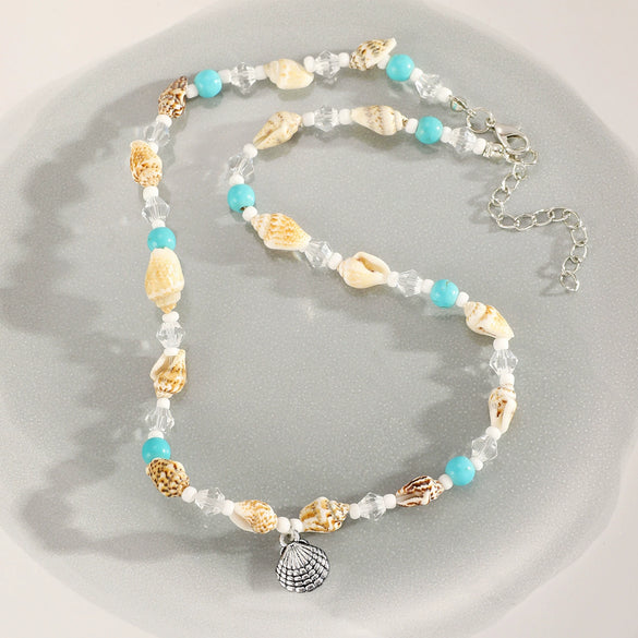 Wholesale Necklace Alloy Mermaid Shell Pearl Geometric Pendant Electroplating For Women