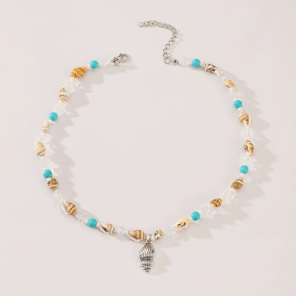 Wholesale Necklace Alloy Mermaid Shell Pearl Geometric Pendant Electroplating For Women