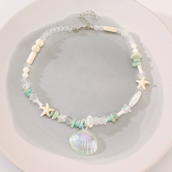 Wholesale Necklace Alloy Mermaid Shell Pearl Geometric Pendant Electroplating For Women