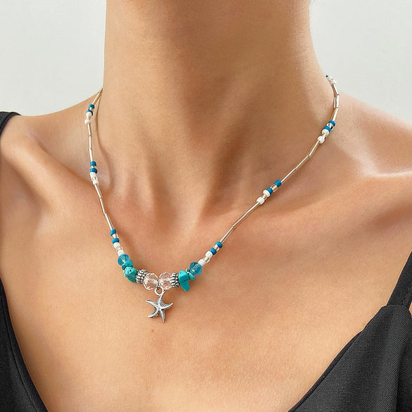 Wholesale Necklace Alloy Mermaid Shell Pearl Geometric Pendant Electroplating For Women