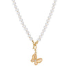 Wholesale Necklace Alloy Pearl Chain Butterfly Pendant Electroplated