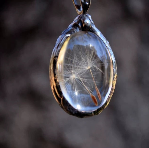 Wholesale Necklace Alloy Pendant Glass Glaze Dandelion Seed Ing Oval Retro Cartoon Style Women's