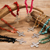 Wholesale Necklace Alloy Retro Geometric Style Electroplated Natural Stone Cross