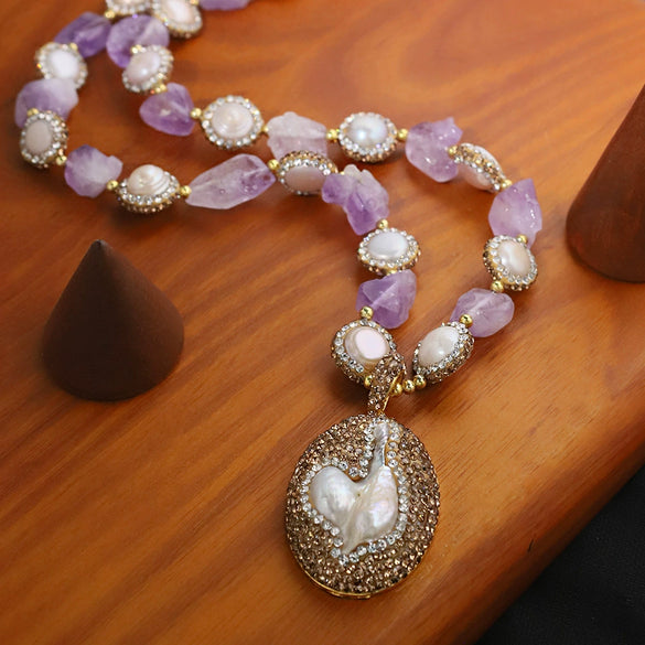 Wholesale Necklace Artificial Crystal Freshwater Pearls Twist Chain Electroplating Niche Style Women's