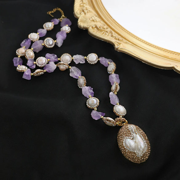 Wholesale Necklace Artificial Crystal Freshwater Pearls Twist Chain Electroplating Niche Style Women's