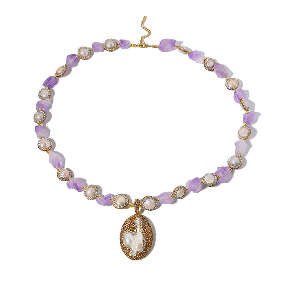 Wholesale Necklace Artificial Crystal Freshwater Pearls Twist Chain Electroplating Niche Style Women's
