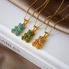 Wholesale Necklace Bear Animal Zodiac Pattern Copper Titanium Steel Electroplating Mixed Gem Inlay Ochain For Women Light Luxury Style