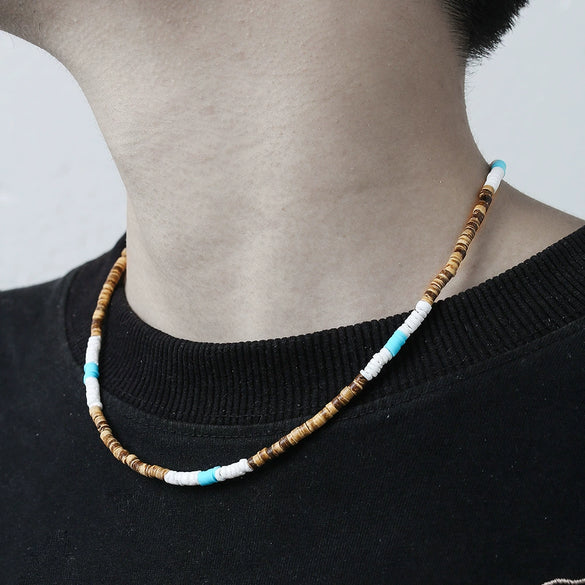Wholesale Necklace Coconut Shell Wood Stainless Steel Geometric Handmade