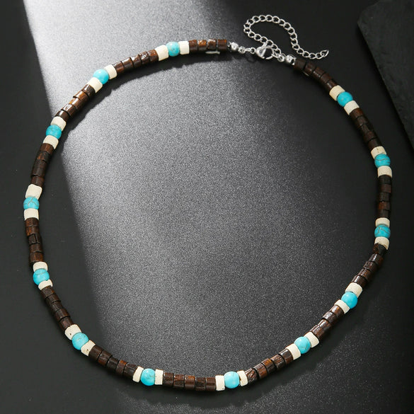 Wholesale Necklace Coconut Shell Wood Stainless Steel Geometric Handmade