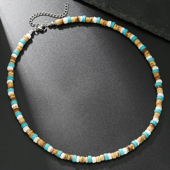 Wholesale Necklace Coconut Shell Wood Stainless Steel Geometric Handmade