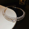 Wholesale Necklace Copper Alloy Diamondencrusted Geometric Multilayer Pearl Round Collar Light Luxury Elegant Women's Clavicle Chain