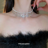 Wholesale Necklace Copper Alloy Diamondencrusted Geometric Multilayer Pearl Round Collar Light Luxury Elegant Women's Clavicle Chain