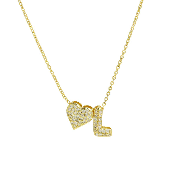 Wholesale Necklace Copper Brass Inlaid Heart Shape Pendant With Letters Numbers Text Electroplating For Women
