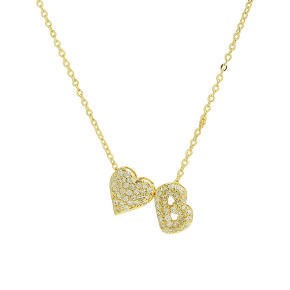 Wholesale Necklace Copper Brass Inlaid Heart Shape Pendant With Letters Numbers Text Electroplating For Women