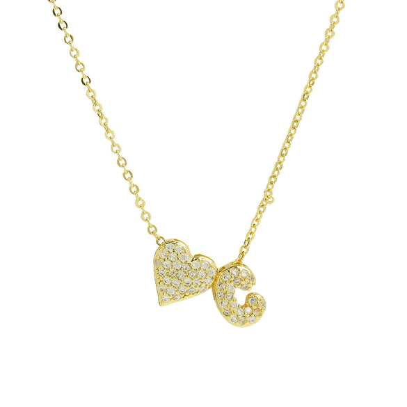 Wholesale Necklace Copper Brass Inlaid Heart Shape Pendant With Letters Numbers Text Electroplating For Women