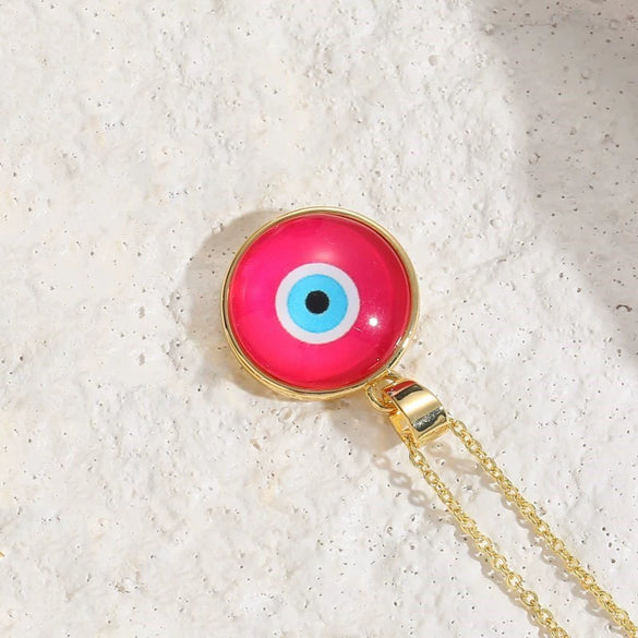 Wholesale Necklace Copper Dripping Oil Geometric Devil's Eye Pendant Electroplating For Women