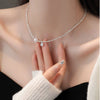 Wholesale Necklace Copper Freshwater Pearl Geometric Electroplating Light Luxury Simple Style For Women