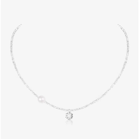 Wholesale Necklace Copper Freshwater Pearl Geometric Electroplating Light Luxury Simple Style For Women