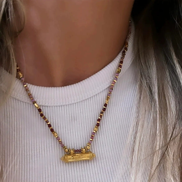 Wholesale Necklace Copper Geometric Devil's Eye Vintage Braided Rope Chain Gold Plated
