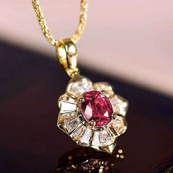 Wholesale Necklace Copper Geometric Flower Pendant Mixed Gemstone Setting Electroplating For Women