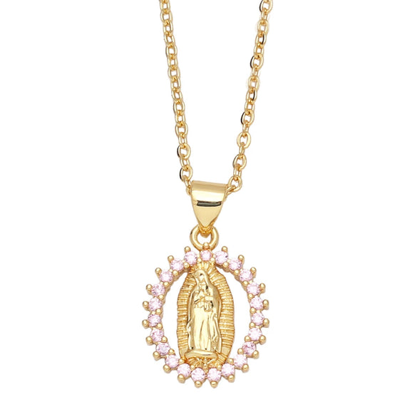 Wholesale Necklace Copper Geometric Inlaid With Zircon Pendant For Women Box Chain