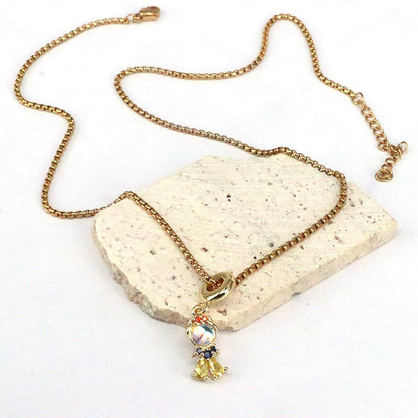 Wholesale Necklace Copper Geometric Mixed Gem Inlay Electroplating Cartoon Character Jewelry