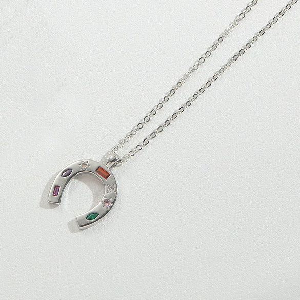 Wholesale Necklace Copper Geometric Mixed Gemstone Setting Electroplating O Word Chain For Women