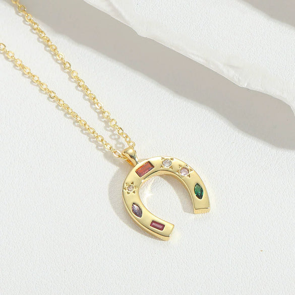 Wholesale Necklace Copper Geometric Mixed Gemstone Setting Electroplating O Word Chain For Women