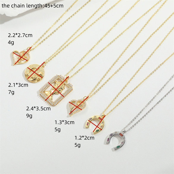 Wholesale Necklace Copper Geometric Mixed Gemstone Setting Electroplating O Word Chain For Women